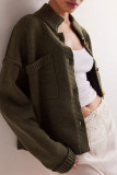 Solid Color Pockets Front Open Cardigan 