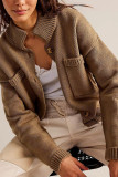 Solid Color Pockets Front Open Cardigan 