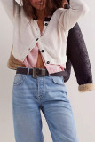 Colorblock Crew Neck Front Open Cardigan 