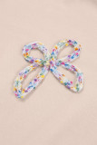 Parchment Embroidered Bow Lantern Sleeve Oversized Pullover Sweatshirt
