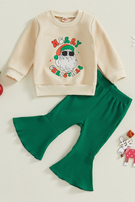 Christmas Sweatshirt and Flare Pants Set 