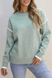 Moonlight Jade Colorblock Contrasting Edge Crewneck Sweater