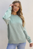 Moonlight Jade Colorblock Contrasting Edge Crewneck Sweater