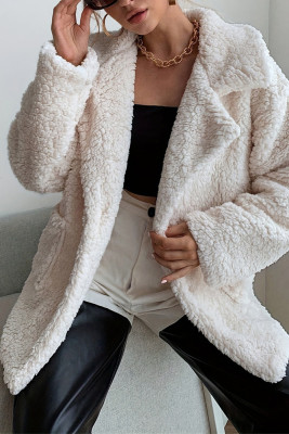 White Wool Fleece Coat 