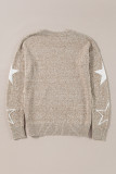 Khaki Star Pattern Drop Shoulder Sweater