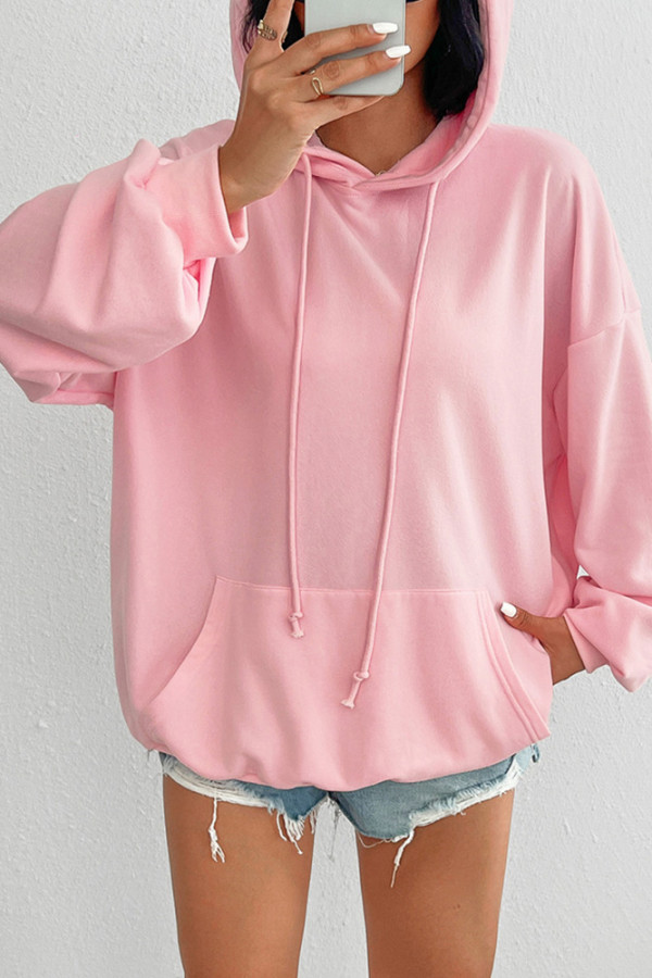 Pink Kangaroo Pockets Hoodie 