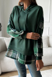 Plaid Splicing Hooded Sweatshirt 