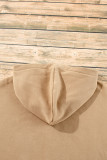 Parchment Fleece Lined Half Zipper Kangaroo Pockets Loose Hoodie