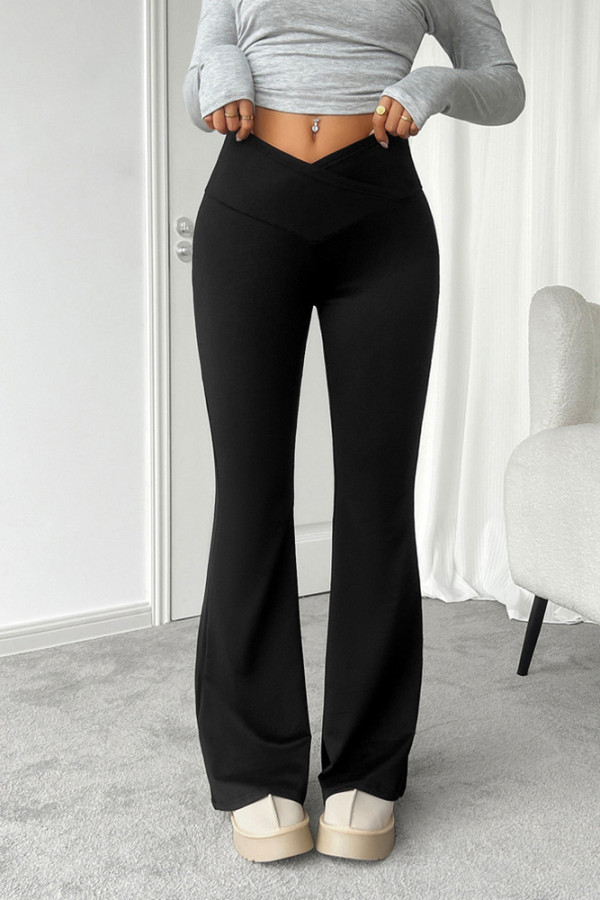 High Waist Elastic Flare Yoga Pants 