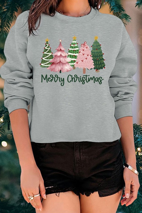 Christmas Tree Print Graphic Sweatshirt