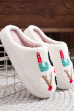 Christmas Love Embroidery Fleece Slipper 