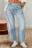 Light Blue Washed Straight Jeans 