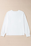 White Bowknot Pattern Drop Shoulder Loose Sweatshirt