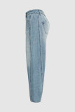 Light Blue Washed Straight Jeans 