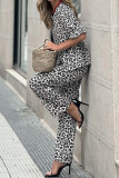 Leopard Short Sleeves Top and Pants Set 