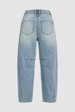 Light Blue Washed Straight Jeans 