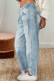 Light Blue Washed Straight Jeans 