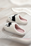 Cute Cat Embroidery Fleece Slipper 