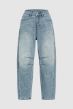 Light Blue Washed Straight Jeans 