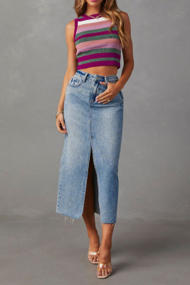 Split Tassel Denim Skirt Dress