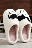 Cute Cat Embroidery Fleece Slipper 