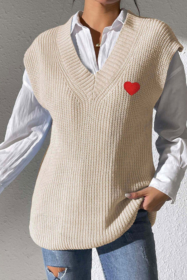 Heart Embroidery Sweater Vest 