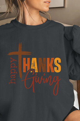 Thanks Giving  Print Graphic Sweatshirt