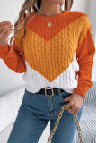Cable Knit Colorblock Sweater 