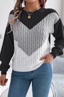 Cable Knit Colorblock Sweater 