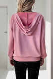 Pink Side Zipper Kangaroo Pockets Hoodie 