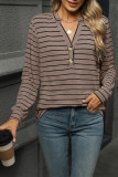 V Neck Stripes Long Sleeves Top 