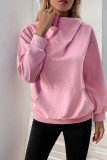 Pink Side Zipper Kangaroo Pockets Hoodie 