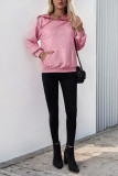Pink Side Zipper Kangaroo Pockets Hoodie 