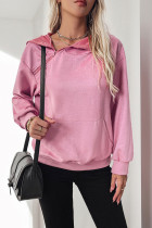 Pink Side Zipper Kangaroo Pockets Hoodie 