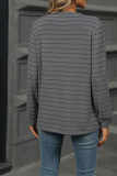 V Neck Stripes Long Sleeves Top 