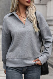 Grey Turndown Collar Sweatshirt 