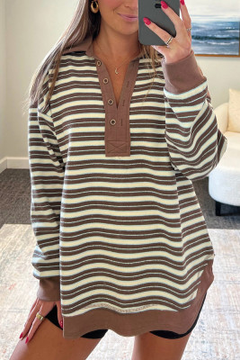 Red Stripes Oversized Sweatshirt 