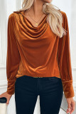 Brown Velvet Long Sleeves Top 