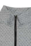 Grey Half Zipper Textured Sweatshirt 
