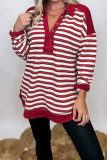 Red Stripes Oversized Sweatshirt 