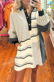 Stripes Splicing Mini Dress 