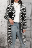 Plaid Checked Button Up Long Coat 