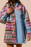 Denim Tassel Aztec Splicing Jacket 