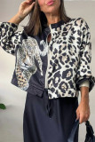Leopard Zipper Short Jacket
