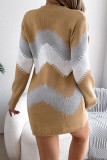 Colorblock Knitting Sweater Dress 