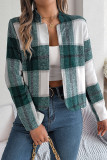 Front Open Plaid Short Jacket 