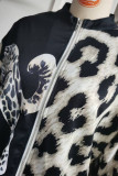 Leopard Zipper Short Jacket