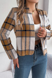 Front Open Plaid Short Jacket 
