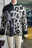 Leopard Zipper Short Jacket
