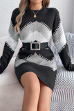 Colorblock Knitting Sweater Dress 